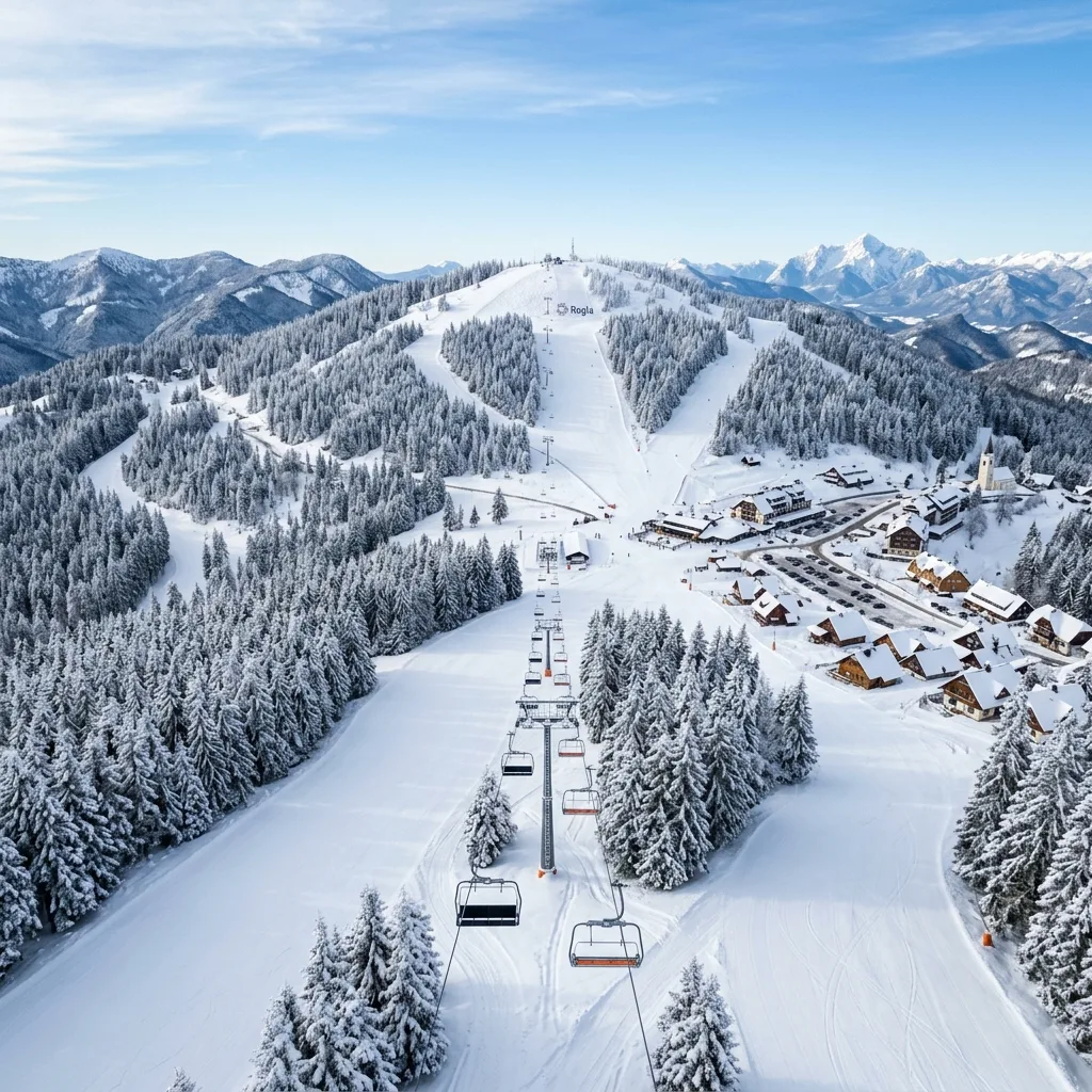 Rogla skijaški centar sa Hotelom Rogla i panoramom Pohorja